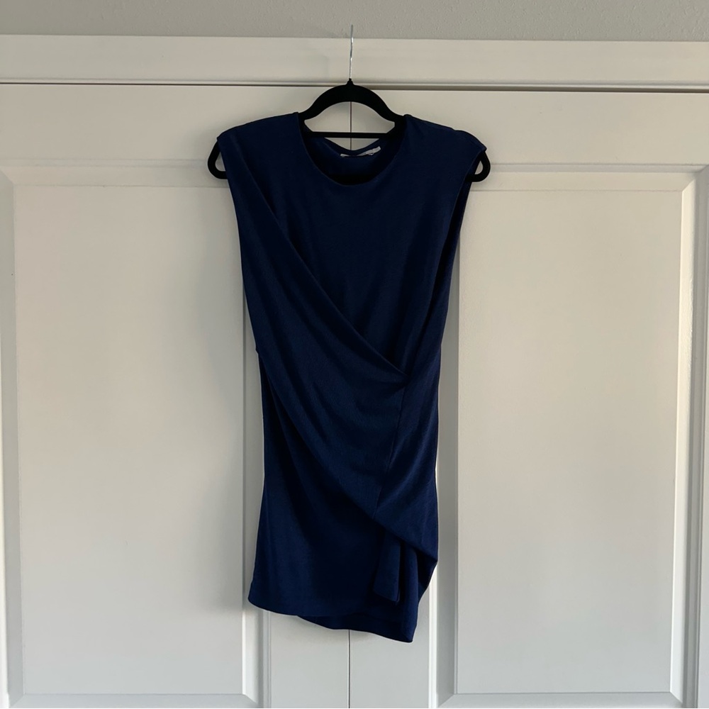 Alexander Wang Navy Asymmetrical Draped Sleeveless Dress - Y2K - 2016